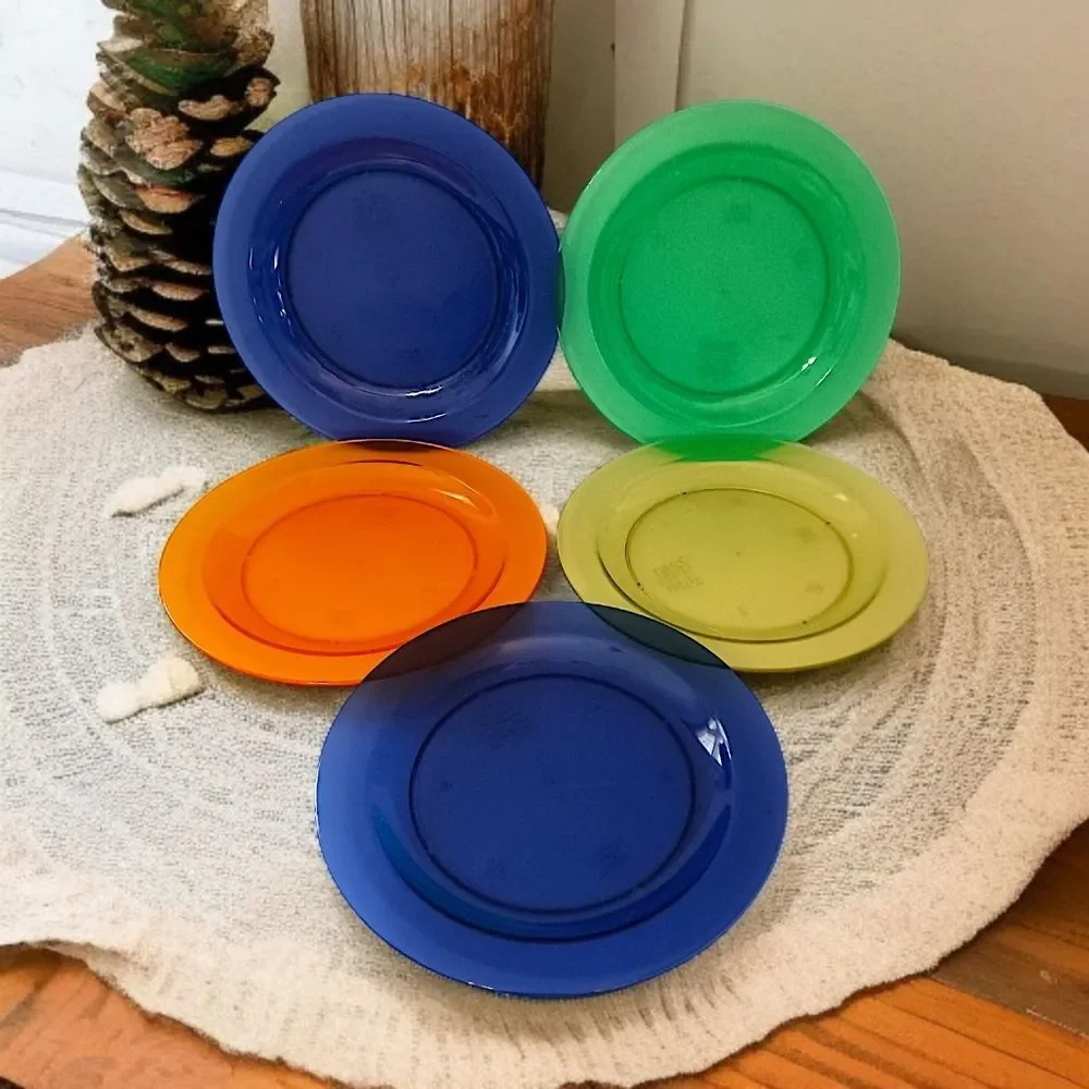 5 Ikea Hagberg & Hagberg Dinner Plates Sola Translucent Plastic Vintage Colorful